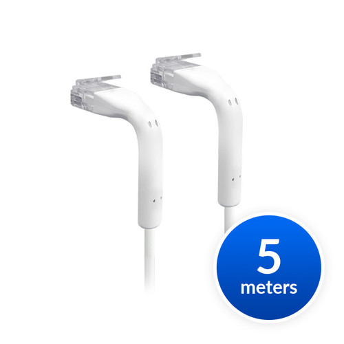 Ubiquiti UniFi Patch Cable Single Unit, 5m, White, End Bendable to 90 Degree, RJ45 Ethernet Cable, Cat6, Ultra-Thin 3mm Diameter, Incl 2Yr Warr