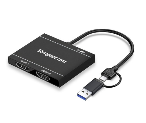 Simplecom DA327 USB 3.0 or USB-C to Dual HDMI Display Adapter for 2x 1080p Extended Screens