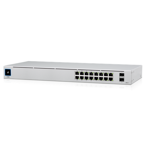 Ubiquiti UniFi 16-port Managed Gigabit Switch - 8x PoE+ Ports, 8x Gigabit Ethernet Ports, 2x SFP , 42W, Touch Display, Fanless , GEN2, Incl 2Yr Warr