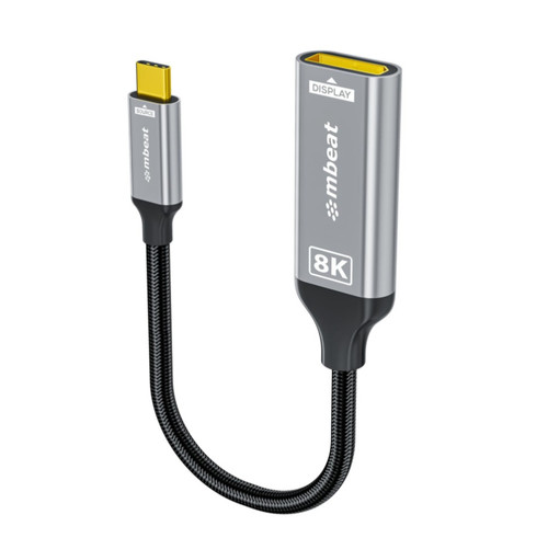 mbeat Tough Link 8K USB-C to DP Adapter - Space Grey USB-C (male) to DisplayPort (female) Up to 32.4Gbps (DisplayPort 1.4)