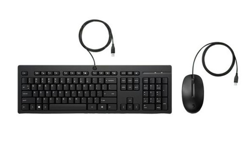 HP 225 USB Wired Desktop Keyboard Mouse Combo G2 USB-A Three button mouse adjustable keyboard feet Easy Clean Plug&Play for Notebook Desktop PC