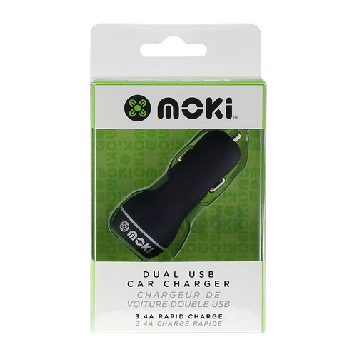 Moki Dual USB Car Charger Black Moki Dual USB Car Charger Black