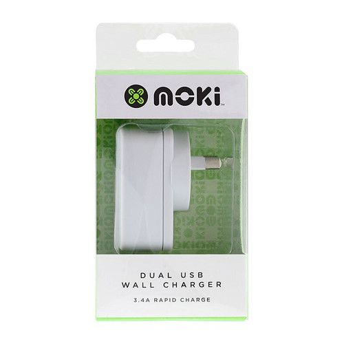 Moki Dual USB Wall Charger White Moki Dual USB Wall Charger White