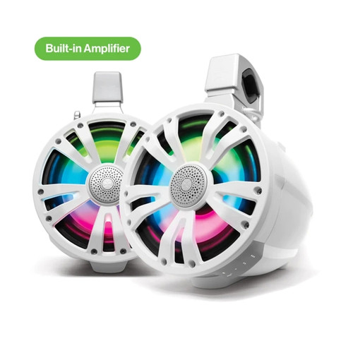 EcoXgear ETA08 2-Pack White 8 Inch Marine Amplified Speakers