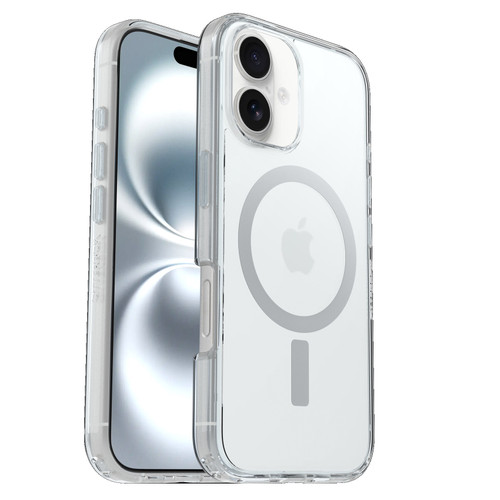 OtterBox Symmetry Clear MagSafe Apple iPhone 16 (6.1') Case Clear - (77-96369), Antimicrobial, DROP+ 3X Military Standard, Raised Edge