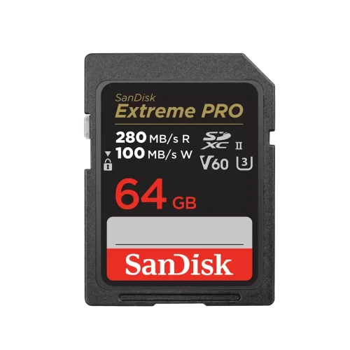 SanDisk Extreme Pro SDXC 64GB 280MB/s R 100MB/s V60 U3 C10 UHS-II Card