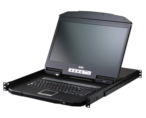 ATEN 16-Port USB HDMI Single Rail LCD KVM over IP Switch, 1U short-depth, 18.5' LCD screen with Full HD resolution of 1920 x 1080