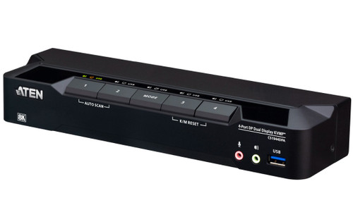 Aten Desktop 4-Port USB 3.0 8K DisplayPort Dual-Display KVMP™ Switch, Up to 7680 × 4320 @ 60 Hz, 5120 × 2880 @ 60 Hz (Cables included)