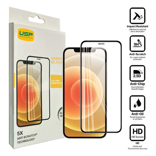 USP Apple iPhone 17e /  iPhone 16e / iPhone 14 / iPhone 13 Pro / iPhone 13 (6.1') Armor Glass Full Cover Screen Protector - 5 Years Warranty
