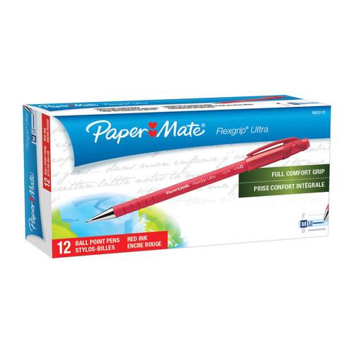 Paper Mate Flex Grip BP 1.0mm Red Box 12 Paper Mate Flex Grip BP 1.0mm Red Box 12
