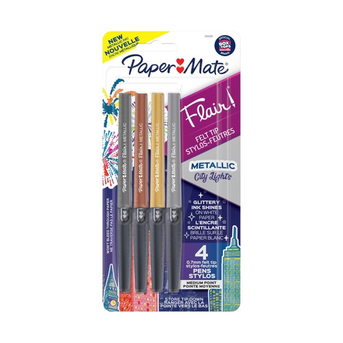 Paper Mate Flair FeltTip Metal Pack of 4 Box 6 Paper Mate Flair FeltTip Metal Pack of 4 Box 6