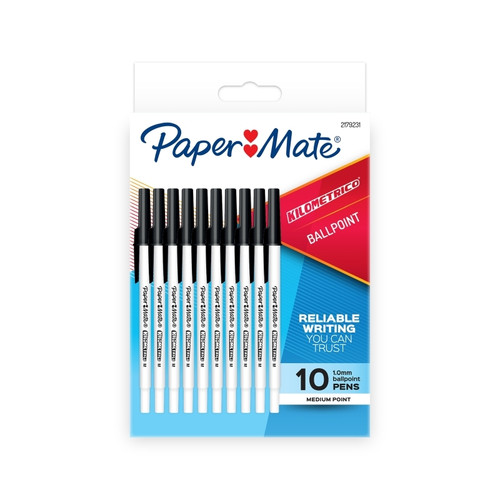 Paper Mate Kilometrico Black Pack of 10R Box12 Paper Mate Kilometrico Black Pack of 10R Box12