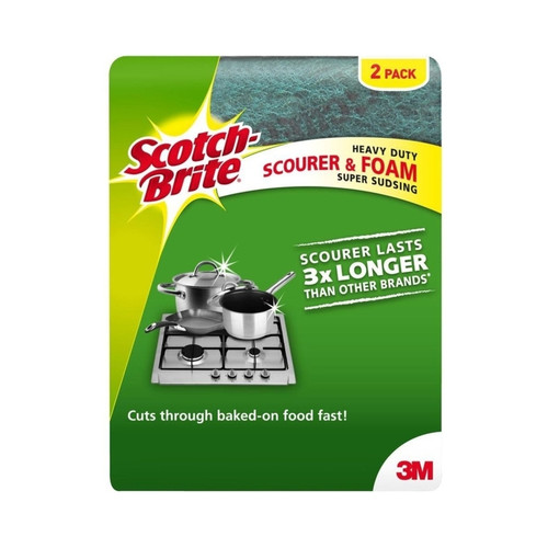 ScotchBrite Heavy Duty Scourer Sponge Pack of 2 Box 6 ScotchBrite Heavy Duty Scourer Sponge Pack of 2 Box 6