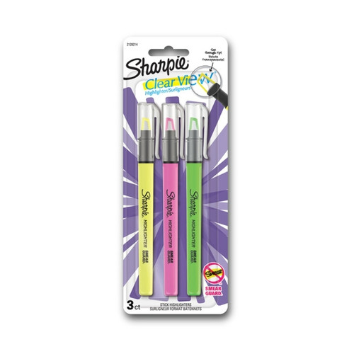 Sharpie Clear View Highlighter Stick Assorted Pack of 3 Box 6