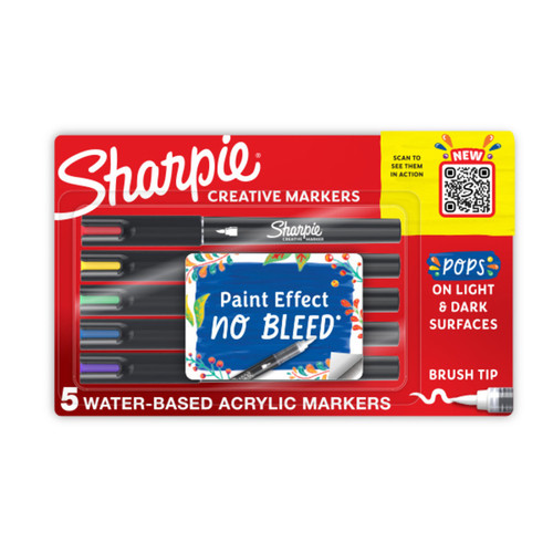 Sharpie Creative Marker Brush Sharpie Assorted Pack of 5 Box 6