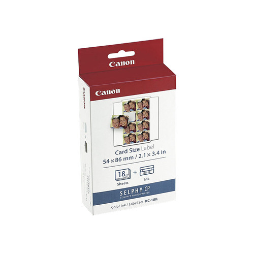 Canon KC18IL Card Size Label 54 x 36mm (2.1 x 3.4 inches) Ink & Label Pack -