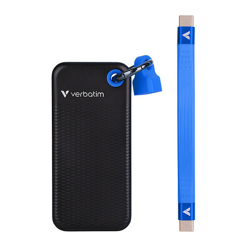 Verbatim 2TB Pocket SSD USB 3.2 Gen 2 1TB Black Orange Convenient Keyring cable holder. Compact, Rugged. Ultra Lightweight Performance 58g Portable B