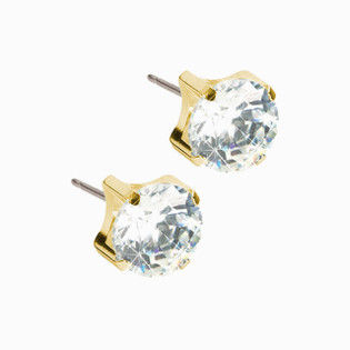 Silver Titanium Prong Set CZ (Cubic Zirconia) Stud Earrings