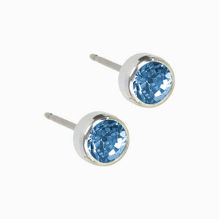 Nickel-Free Titanium Bezel Pink Crystal Stud Earrings