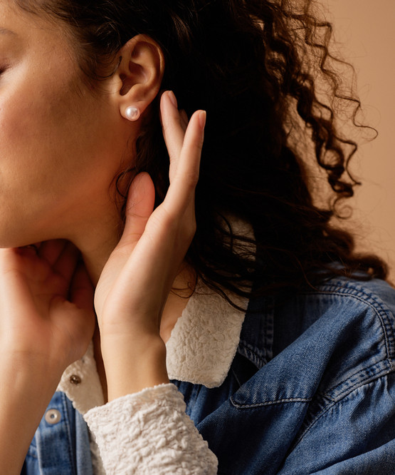 10mm size pearl earrings in light rose