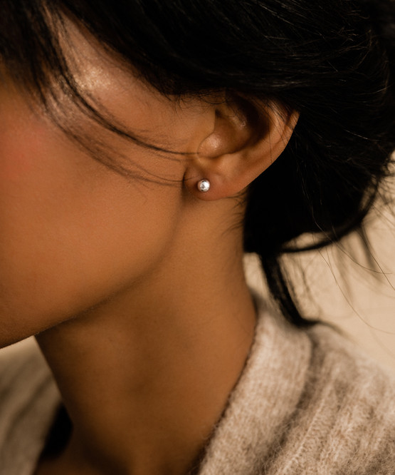 Small Silver Titanium Ball Stud Earrings