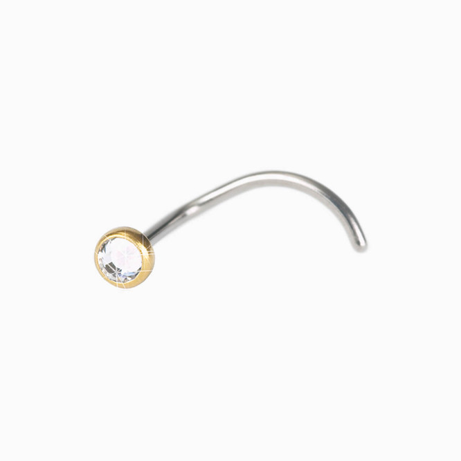 Karizma Jewels Golden real gold nose stud 14k ethnic indian piercing nose  ring push pin at Rs 1258/piece in Jalandhar