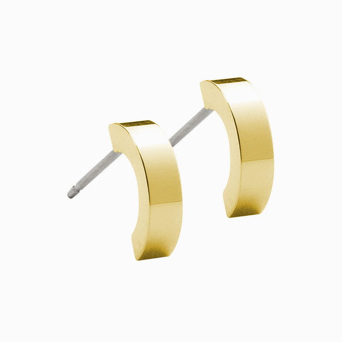 14K Gold Push Flat Back Rainbow Curved Bar Earring – KEILA
