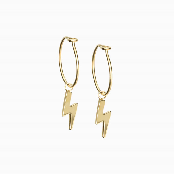 Golden Titanium 11mm Pendant Flash Ear Ring