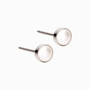 Hypoallergenic Bezel Pearl Earring Studs in Silver titanium 