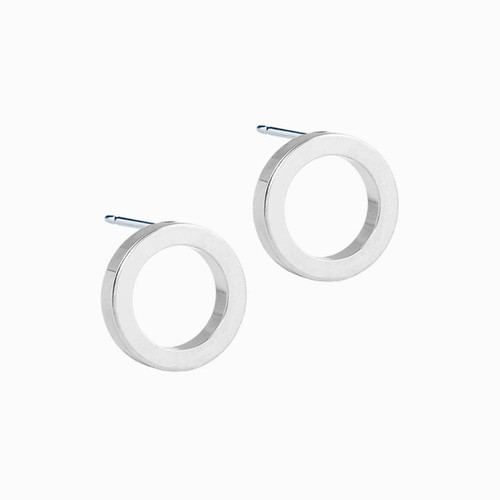 KIKKO 吉光窯 Broken Studs Round Silver Puck Hollow Circle Stud Earrings | Blomdahl USA