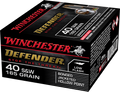 Winchester Defender .40 S&W 165 Grain Bonded Jacketed Hollow Point (JHP)