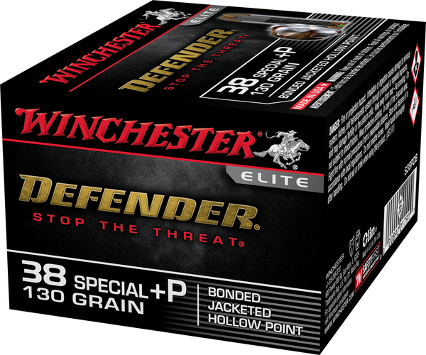 Winchester Defender .38 Special +p 130 Grain Bonded Jacketed Hollow Point (JHP)