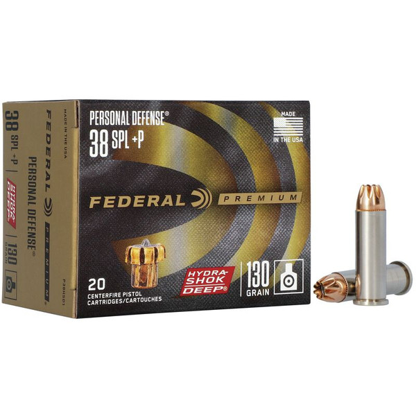 Federal Personal Defense Hydra-Shok Deep .38 Special +p 130 Grain Jacketed Hollow  Point (JHP)
