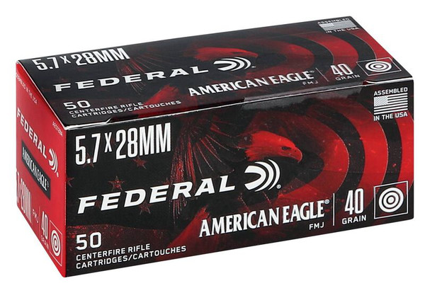 Federal 5.7x28mm 40gr Full Metal Jacket (FMJ) ammunition