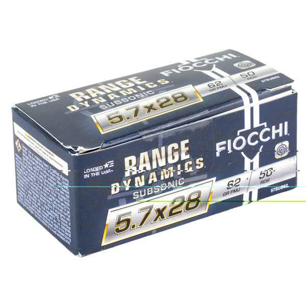 Fiocchi Range Dynamics Subsonic 5.7x28mm 62 Grain Full Metal Jacket (FMJ)