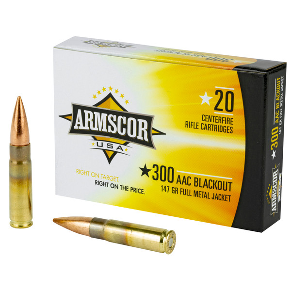 Armscor .300 AAC Blackout 147gr Full Metal Jacket (FMJ) ammunition