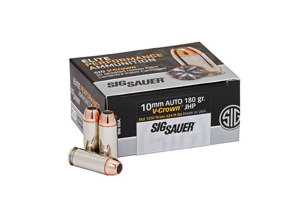 Sig Sauer 10mm 180gr Jacketed Hollow Point (JHP) ammunition