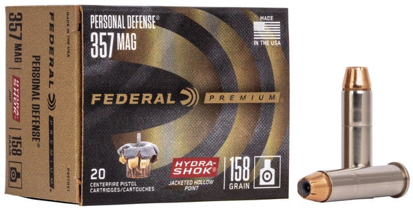 Federal Personal Defense Hydra-Shok .357 Magn. 158 Grain Jacketed Hollow Point (JHP)