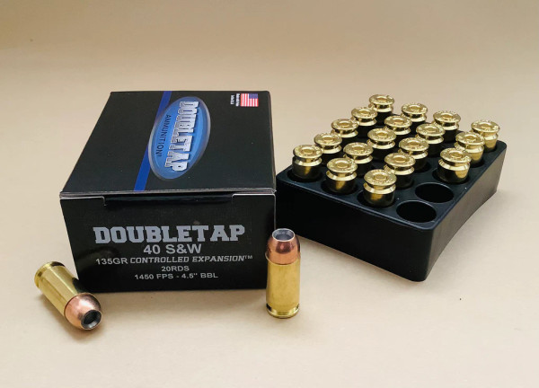 DoubleTap Ammunition .40 S&W 135gr Jacketed Hollow Point (JHP) ammunition