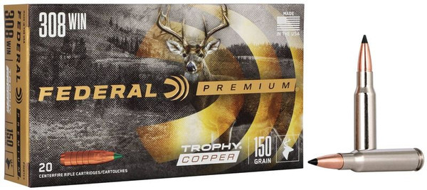 Federal Trophy Copper 308 Win 150 Grain Polymer Tipped