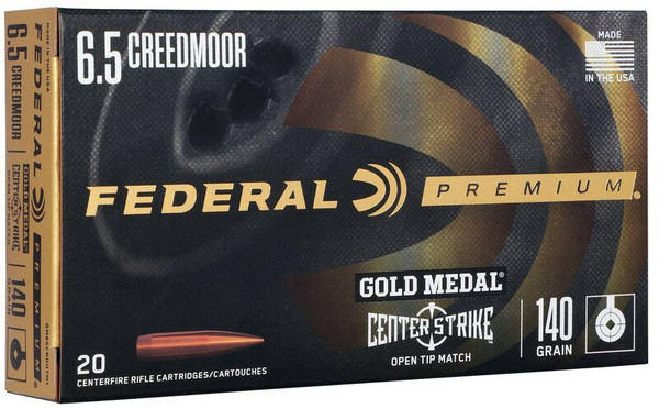 Federal Gold Medal CenterStrike 6.5mm Creedmoor 140 Grain Open Tipped Match
