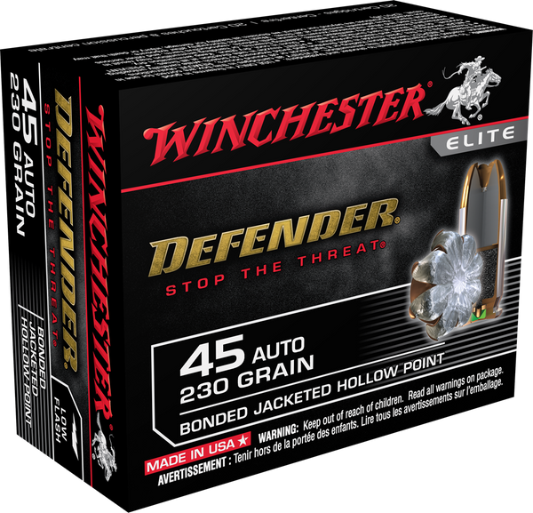 Winchester .45 ACP 230gr Jacketed Hollow Point (JHP) ammunition