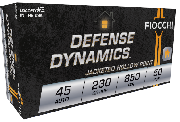 Fiocchi .45 ACP 230gr Jacketed Hollow Point (JHP) ammunition