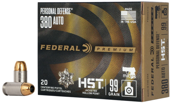 Federal .380 ACP 99gr Jacketed Hollow Point (JHP) ammunition