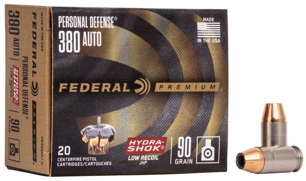 Federal Personal Defense Hydra-Shok Low Recoil 380 ACP 90 Grain