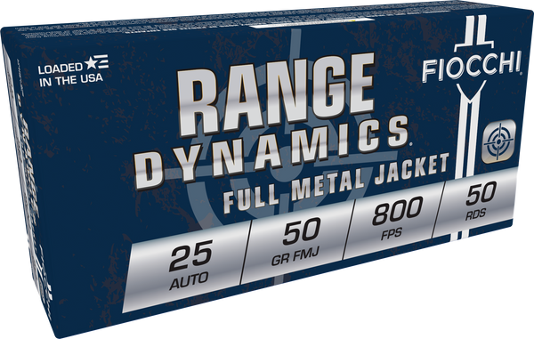 Fiocchi .25 ACP 50gr Full Metal Jacket (FMJ) ammunition
