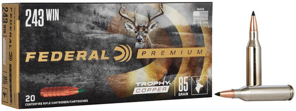 Federal Trophy Copper .243 Win 85 Grain Polymer Tipped