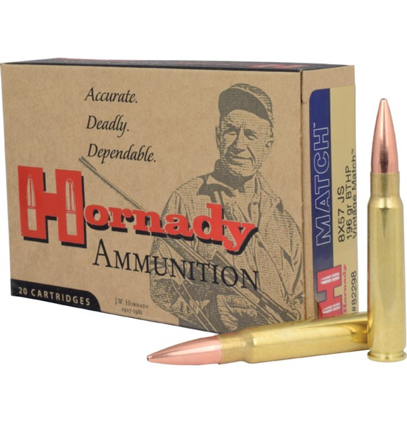Hornady Vintage Match 8x57 JS 196 Grain Hollow Point Boat Tail (HPBT)