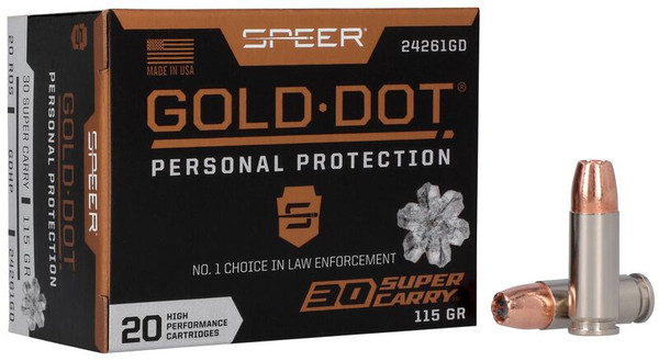 Speer Ammunition .30 Super Carry 115gr Hollow Point (HP) ammunition
