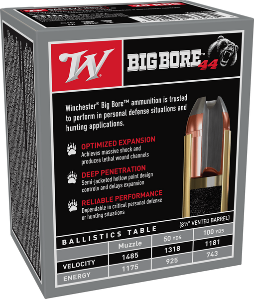 Winchester .44 Magnum 240gr Jacketed Hollow Point (JHP) ammunition